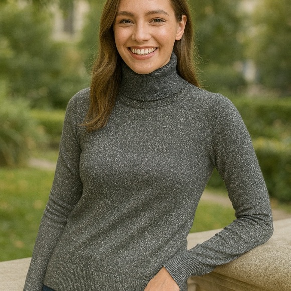 Calvin Klein Sweaters - Calvin Klein Metallic Turtleneck Sweater Gray Size M